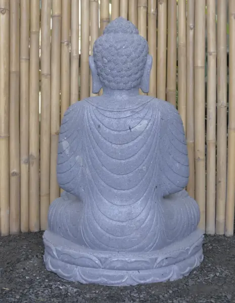 Product image 7 of the product “Seated Buddha, position Dharmachakra, 67 x 47,5 x 98 cm, riverstone grey ”
